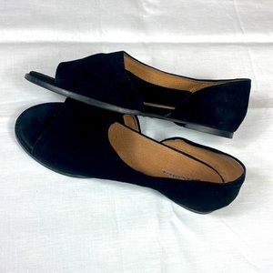 Seychelles Suede D’Orsay Open Toe Flats, Size 9